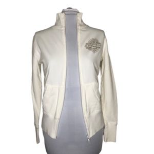 Ourry Sportswear Full Zip Cream Top Size M